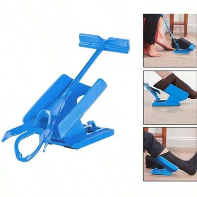 1 Set [Holiday Gift - Sock Donning Tool] Easy-Grip Blue Plastic Sock Aid With Support Base, Suitable For Elderly, Pregnant Women And Disabled - Thanksgiving And Christmas Holiday Gift, Personalized Gift, Mother's Day Father's Day Gift, Random Style Sent