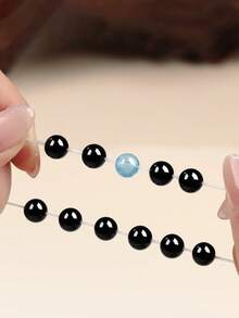 Fashionable Men's Black Obsidian Protection Bracelet, Attract Wealth, Aquamarine Courage, Focus, Energy Healing Yoga Meditation Jewelry Unisex - Multicolor - View 6