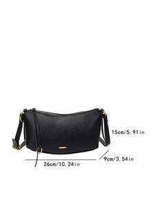 女士时尚复古油蜡皮革法棍单肩包 - 黑色 - 查看 5