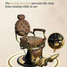 Huisuilinss Vintage Barber Chair,Hydraulic Recline Salon Chair,Hair Styling Chair,Adjustable Height,360° Swivel,Headrest & Footrest,700lbs Capacity,For Barbershop Beauty Tattoo Massage - 棕色 - 查看 2
