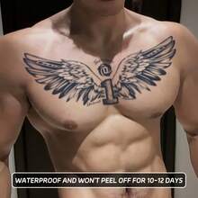 1 Piece Waterproof Long-Lasting Temporary Tattoo Sticker With Wing Design For Chest And Back, Lasts 1-2 Weeks, Semi-Permanent Realistic Fake Tattoo - Halloween - View 2