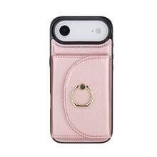 AWQUER PU Faux Leather Wallet Case Suitable For IPhone 17 Air 17E 16E 16 15 14 13 12 11 Pro X XS Max XR 8 7 Plus SE 5G 2022 2020 SE3 SE2 Kickstand Card Slots Mobile Phone Bag Cover With Finger Ring Holder - Rose Gold - View 38