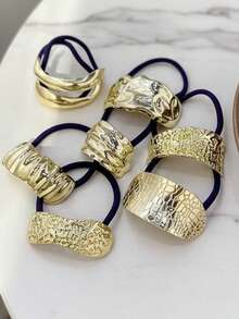 7pcs/6pcs/5pcs/1pc Set Minimalist Metal Hair Ties, Casual Style - Silver - View 10