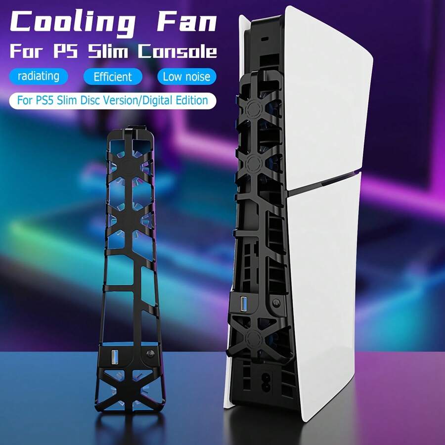 Upgraded Cooling Fan For 5 (P5) Game Console. Equipped With 3 High-Speed Cooling Fans | Blue LED Lights | USB 2.0 Transfer Port | Easy Installation | Improve Heat Dissipation Efficiency, Extend P5 Lifespan, Suitable For Gamers