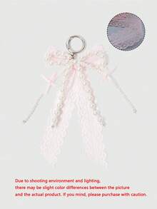 Cute Pink Lace Bow Pearl Keychain/Bag Charm, Delicate And Adorable Handbag Decor, Ideal For Wedding Season, Bridal And Bridesmaid Gifts, Suitable For Girls And Students. These Beautiful Accessories Can Be Used For Backpacks, Wallets, Phones, Gift Bags, And Daily School Use. Also Great As Birthday, Valentine's Day, Mother's Day, Teacher's Day, And Back To School Gifts For Friends. - Multicolor - View 9