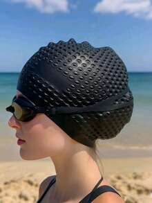 Waterproof Swim Cap For Men And Women - High Elasticity, Ear Protection, And Long Hair Coverage - Large Elastic Silicone Diving Cap, Silicone Swimming Cap, High Elasticity, Thickened Design Suitable For Long And Short Hair, Keeps Hair Dry, Easy To Remove, Suitable For Outdoor Water Sports, Durable Swimming Accessories - Ideal Choice For Valentine's Day, Carnival, Beach Essentials, Beach Accessories, Pool Float - Multicolor - View 10