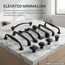 1pc Matte Black Cabinet Drawer Pull Handle, Aluminum Alloy Knob And Grip, Durable And Easy To Install, Suitable For Kitchen, Bathroom, Desk Furniture Drawers - Black - View 2