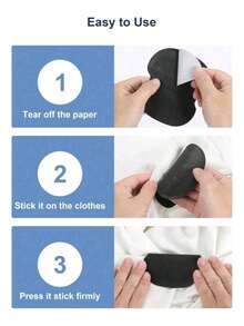 2/4/10/20片装大号黑色吸汗腋下贴，无纺布材质，隐形设计，男女通用，黑色 - 彩色 - 查看 2