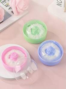 2个/1个婴儿爽身粉可填充容器，旅行便携设计，婴儿及儿童适用爽身粉粉扑盒 - 彩色 - 查看 2