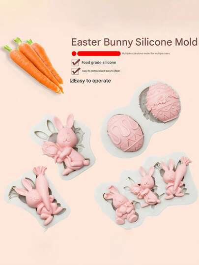 Molde de silicona para tartas con forma de huevo de Pascua, molde para hornear chocolate y caramelos con forma de conejo, molde de chocolate DIY, herramienta para decorar tartas, decoración de Pascua, regalo de Pascua, molde de Pascua