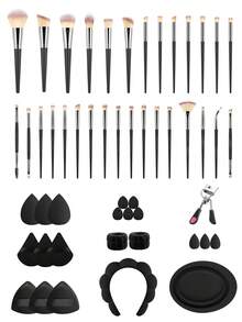 ronshadow 52pcs Deluxe Makeup Tool Set, Including 30pcs Makeup Brushes, Makeup Sponge, Makeup Sponges, Hair Bands, Eyelash Curler, Brush Cleaning Bowl, Complete Starter Kit For Beginners - Multicolor - View 14