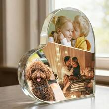Personalised Heart Photo CollagePrint Acrylic Block Plaque, Custom Picture Ornament, Photo Block Gift, Photo Frame, Wedding Gift, Family - Multicolor - View 1