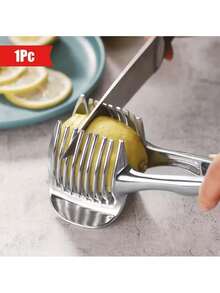 1个柠檬切片器，番茄切片器，铝合金材质，多功能家用切片器，水果番茄分割器。铝合金柠檬切片器，手动番茄切片夹，番茄和鸡蛋/菠菜分割工具。柠檬切片器采用合金材质制成。 - 彩色 - 查看 7