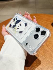 Ốp lưng điện thoại trong suốt hình gấu trúc hoạt hình mới, có khe đựng thẻ, in UV tự làm, mạ điện, bảo vệ mờ, phù hợp cho iPhone 17 Pro Max 16 15 14 13, quà tặng Giáng sinh, Năm mới, Lễ Phục sinh. - Gấu trúc dễ thương - Xem 7