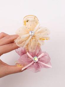 2pcs Floral & Crystal Hair Clips, Designed For Elegant & Girl For Daily And Special Occasions - Multicolor - View 8