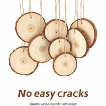 15pcs 2 Inch - 2.4 Inch Natural Wood Slices Wood Centerpiece Unfinished Predrilled Wooden Circles Great Arts And Crafts Ornaments Crafts With Hole Includes 33' Of Natural Jute Twine - Reserved Hole - View 2