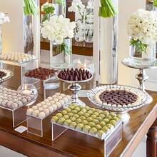 3/5pcs Large Rectangular Acrylic Display Stand, Clear Acrylic Decor Rack, Suitable For Cake, Dessert, Snack Display And Storage Organization, Wedding Supplies, Home Decor, Kitchen Gadgets - Multicolor - View 2
