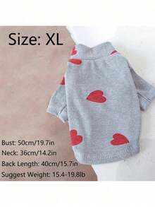 灰色爱心印花宠物休闲内衣，适合猫狗四季穿着 - 灰色 - 查看 7