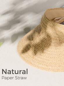 Women's Sun Hat, Beach Hat, Raffia Sun Hat, Wide Brim Straw Ponytail Hat, Foldable, Gift - Multicolor - View 9