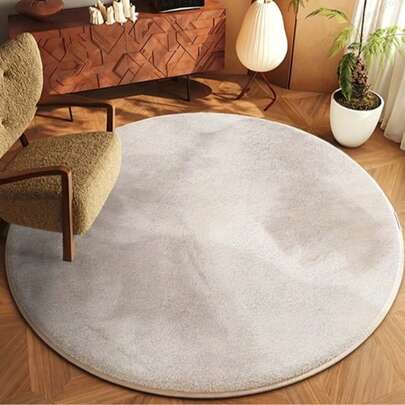 1件圆形花卉图案地毯，客厅地毯，可水洗装饰地毯，适用于客厅、卧室