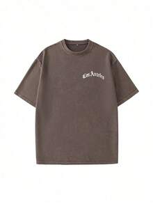 Hemo, Men's Vintage Distressed Los Angeles Graphic Oversized T-Shirt - 黃色 - 查看 1