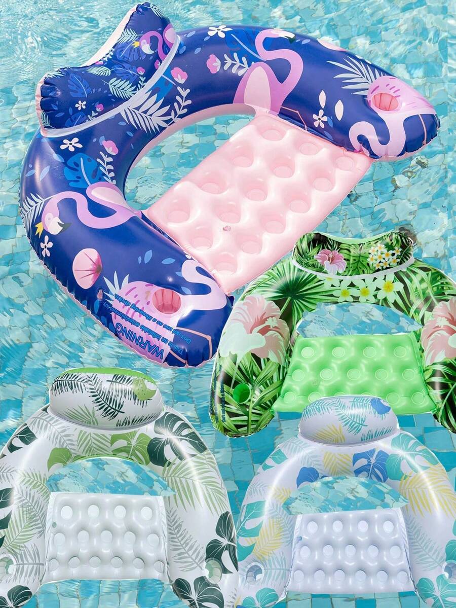 1pc Adult U-Shaped Inflatable Floating Chair, Unisex Swimming Pool Floats - Multicolor - View 1