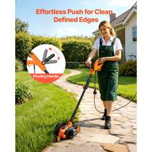 Lawn Edger, 8-Inch Blade Length, 12 Amp Electric Edger Lawn Tool, 4000 RPM, With 3-Position Blade Depth, 65 Mn, Pivoting Handle, Dual Wheels, For Lawns, Driveways, Yards, And Sidewalk Edges - 8" - 查看 2