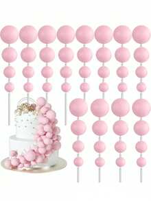 48pcs Spherical Cake Decorations Mini Balloon Paper Cupcake Decor Foam Cake Balls Blue Or Pink Cake Balls Decor For Birthday Party, Wedding Anniversary, Christening, Gender Reveal Party (Please Use After Installing The White Tube. The Spherical Surface Should Not Contact The Cake.) - Multicolor - View 5