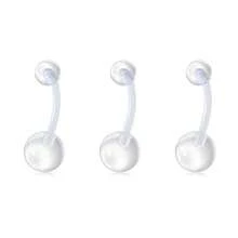 8个14G孕妇肚脐环，女士肚脐穿刺环，透明肚脐环，长度10毫米-38毫米 - 無色 - 查看 8