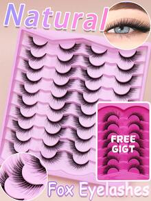 AYRMILLA 20 Pairs Fox/Cat Natural False Eyelashes Fluffy Soft Dramatic 3D Mink Eye Black Thin And Long Eyelashes Multi-Layer Short And Thick False Eyelashes Extended Large Volume False Eyelashes Makeup Products Cross Wedding Parties - 黑色 - 查看 10