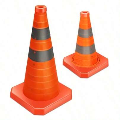 18 Inch Collapsible Traffic Safety Cones, 2 Pack Orange Cones With Reflective Collar, Multi Purpose Pop-Up Parking Cones For Road Safety, Parking Lot, Sport And Driving Training
