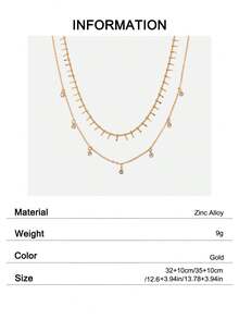 2pcs Gold-Tone Minimalist Necklace Set - Yellow Gold - View 6