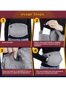 Cinturón calefactor para alivio del dolor menstrual de las mujeres - Temperatura ajustable eléctrica, calentamiento rápido, calentador de cintura portátil USB con control de temperatura - A - Ver 7