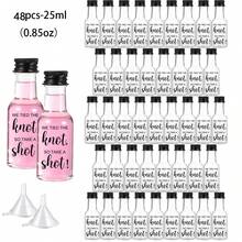 45pcs/Set 25ml/50ml Mini Wedding Fairy Bottles, Plastic Champagne Bottles With "We Have Tied The Knot" Sticker, Leak-Proof And Reusable, Comes With Liquid Funnel And Screw Cap. Suitable As Wedding Party Favors, Travel, Camping, Mother's Day Gifts. - Transparent H98 - View 18
