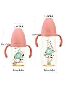 PPSU Baby Bottle With Handle, Anti-Colic Design, 180ml/320ml, Lightweight & Shockproof, 360° Gravity Straw Bottle, Suitable For 0-24 Months Babies - Multicolor - View 2