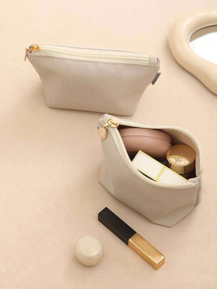 1pc Mini Small Makeup Bag, Fashionable And Exquisite Women's Portable Cosmetic Bag, Suitable For Traveling, With Inner Pocket For Lipstick,Boho Vibes,For Holiday Beach, Bathroom Collection, Bedroom Collection, - Màu be - Xem 1