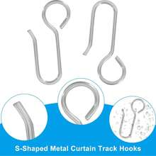 Metal Curtain Track Hooks, S-Shaped Small Curtain Hooks, Curtain Hook Pins, Curtain Line Hooks, Curtain Track Rollers, Ceiling Curtain Tracks, Home & Bathroom Decor, Autumn Decor, Bathroom Accessories, Back To School Ceiling Decor Hooks, Curtain & Shower Curtain Clips, Curtain Track S-Hooks, Car Curtain Hooks - Silver - View 8