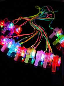 8 pièces Sifflet lumineux à LED, Faveurs lumineuses pour fête, Accessoires lumineux pour festival, Fournitures de fête, Sifflet lumineux à LED avec collier tour de cou, Sifflet lumineux et clignotant dans le noir, Convient pour cadeaux d'anniversaire pour adultes, Fournitures de fête scintillantes luminescentes pour usage adulte uniquement - Sifflet lumineux - Voir 6