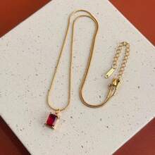 1pc Minimalist Versatile 3D Square Necklace, 18K Gold Plated Stainless Steel Choker, Suitable For Women's Daily Wear And Parties - Square  Necklace - View 7