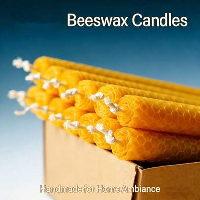 8 Inch Bulk Beeswax Taper Candles Natural Handmade Unscented Purification Healing Meditation Candles For Home Decor Wedding Party Festival