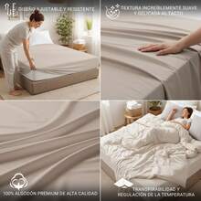 Ecommerc3 Fitted Sheet, 100% Natural Cotton, For Beds From 90 To 200 Cm, Elasticated Perimeter, Various Colors - Land - View 5