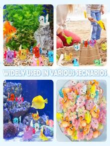 Glow-In-The-Dark Mini Axolotl And Marine Animal Resin Sculptures! Resin Decor Absorbs Sunlight And Glows At Night. Perfect For Desk Decor, Potted Plant Decoration, DIY Crafts, Jewelry Making And Collectible Gifts, Perfect Adult Mini Animal Decor, Random Color Shipment. - Multicolor - View 6