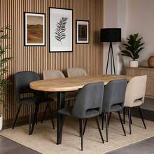 Miroytengo Mesa de Comedor Extensible Ancho 80/120/160 cm Mesa Redonda Berg Comedor Negro y Tono Claro 3 Posiciones con Patas de Metal y Tapa de Madera 80 cm Alto 76 cm Profundidad De 3 a 5 días de envio - Multicolor - Ver 8