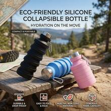 Collapsible Silicone Sports Water Bottle 550ml Large Capacity Leakproof Reusable Portable Foldable Water Cup With Carabiner For Outdoor Camping Hiking Gym Travel Daily Use - màu xanh lá - Xem 2
