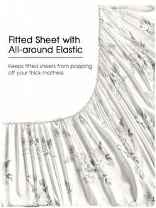 4件套花园复古花卉图案床单套装，易于打理的超细纤维柔软床上用品套装，花卉图案床笠套装（1张床单+1张床笠+2个枕套），床笠套装，适用于特大号、大号、标准双人床、单人床尺寸，床笠深口袋设计，枕套最大可达11.8英寸，柔软透气，不易起皱，更有利于睡眠，奢华酒店风格，送给父母、朋友的礼物，甜美少女风 - 彩色 - 查看 5