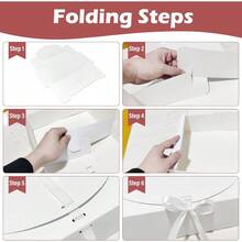 10 Hộp Quà Có Nắp, Kích Thước 10.6x7.8x3.1 Inch, Hộp Giấy Kraft, Màu Hồng Có Ruy Băng, Hộp Cầu Hôn Cho Phù Dâu, Hộp Quà Cưới, Hộp Quà Tặng, Sinh Nhật, Hộp Bánh Cupcake - Trắng - Xem 4