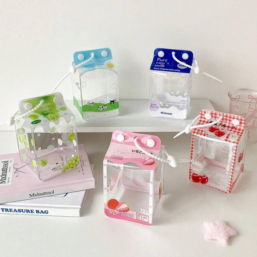 1個 3D牛奶盒透明娃娃收納袋 學生娃娃收納袋 出遊娃娃展示袋 - 收納包 - 查看 1