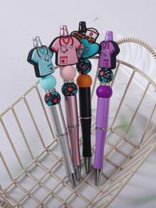 1 Set Nurse Outfit Silicone Rhinestone Beaded Detachable Pen And Keychain, Bag Charm Accessory, Keychain, Car Key Chain, Nurse's Day Gift Gifts For Mother, Father, Graduation, And Teacher - Multicolor - View 3