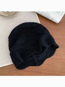 1顶柔软镂空休闲涤纶针织帽，荷叶边设计，透气，适合春、秋、冬季佩戴。 - A - 查看 8