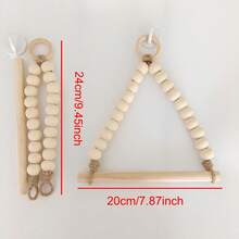 1件/2件装木珠棍式卫生纸架，珠串式卫生纸卷架，浴室纸巾架，无需钻孔 - 杏色 - 查看 3